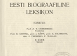 Eesti Biograafiline Leksikon (1926-1929) - KM AR