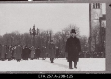 Eesti Vabariigi peaminister K. Päts vabariigi 3. aastapäeva paraadil Vabaduse platsil kõnelemas. 24.02.1921