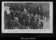 Eesti kommunistliku kütipolgu ratsaluurajate komando Petseris. 1919
