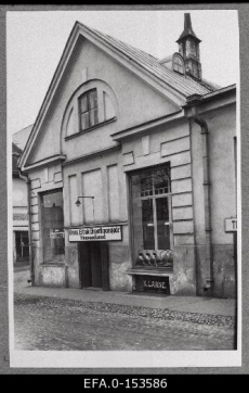 Ühisuse “Estonia Eksporttapamajad” kauplus Kauba ja Promenaadi tänava nurgal. Tartu 1928