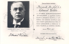 Eduard Vilde, foto Soome Kirjanike Liidu auliikme liikmeraamatus 1931