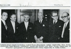 Eesti Vabariigi aastapäevaaktus Stockholmis 25.02.1968. a. Vas.: Sören Norrby, Bengt Börjesson, Karl Ristikivi, Birger Nerman, Alf Wennerfors, Stellan Arvidson