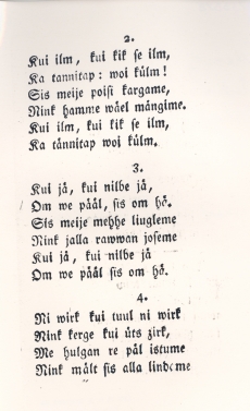 G. Oldekopi "Talve laul". - "Eesti-Ma Rahva Kalendrer", 1811