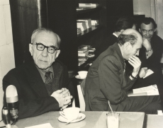Mart Raud, Ants Järv, Abel Nagelmaa Tartus Kirjanike Majas 1972. a.