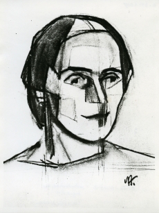Aino Suits. Nikolai Triigi portreekavand, süsi, 1914. a.