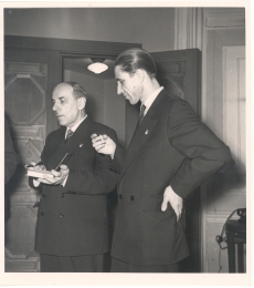 Vasakult: Johannes Semper ja Ralf Parve Moskvas Eesti kirjandusdekaadil