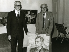 Karl Ristikivi 60. aasta sünnipäev 1972. a. Karl Ristikivi ja Eduard Ole Karl Ristikivi portreega