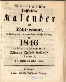 Maarahva Kasuline Kalender 1846