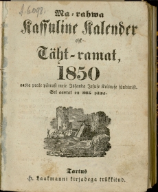 Maarahva Kasuline Kalender 1850