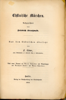 Ehstnische Märchen 1869, aus dem Ehstnischen übersetzt von Löwe, tiitelleht