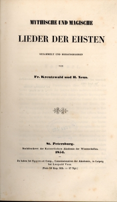 Mythische und magische Lieder der Ehsten (1854)