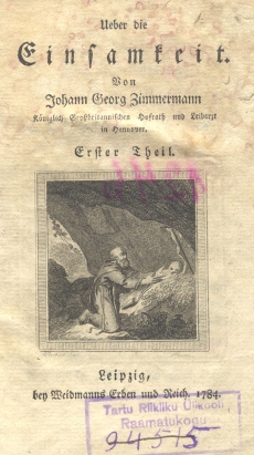 J. G. Zimmermann, Über die Einsamkeit. Leipzig, 1784