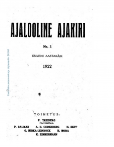 Ajalooline Ajakiri nr 1 (1922)