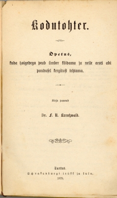 Kodutohter (1879) tiitelleht