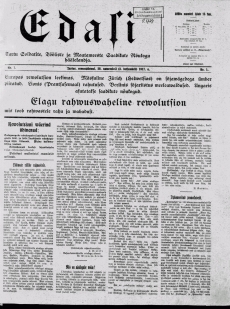 Edasi (Tartu; Võru 1917- 1919) nr.1   |   20. november 1917   |   lk 1 