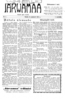 Järvamaa (Paide : 1925-1932) nr.1   |   16. jaanuar 1925   |   lk 1